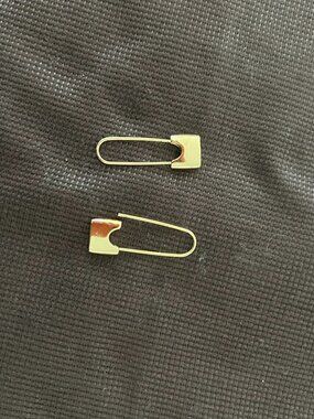 Gold Plated Safety Pin Earrings Fashionable Trendy Jewelry for Women